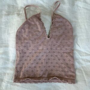 Pink Eyelet Halter Top